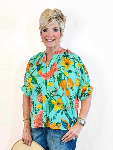 Popover Aqua Dolman Top