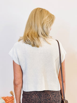 Cap Sleeve Crew Neck Sweater