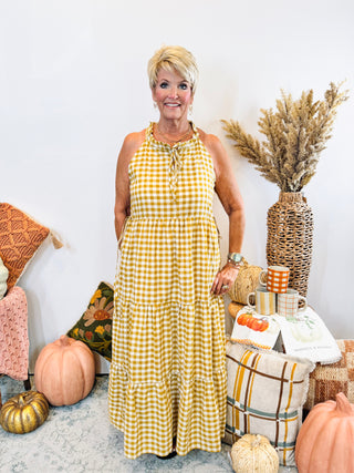 Picnic Check Halter Dress