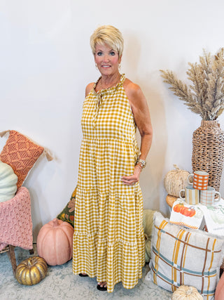 Picnic Check Halter Dress