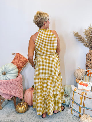 Picnic Check Halter Dress