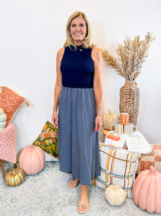 Sleeveless Mock Neck Maxi Dress