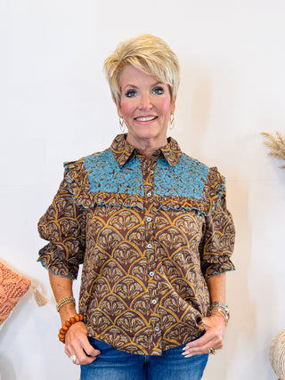 Mary Top - Brown Floral