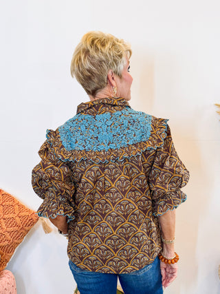 Mary Top - Brown Floral