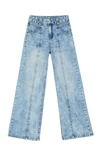 T Seam Denim Carpenter Wide Leg Jeans