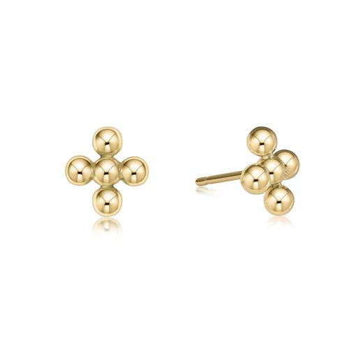 Classic beaded signature cross stud - 4mm bead gold