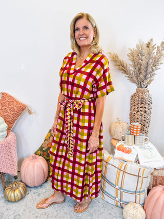 Augusta Madras V-Neck Dress