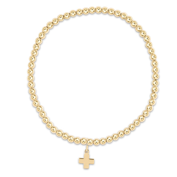 Extends Classic Gold 3MM Bracelet- Signature Cross Gold Charm