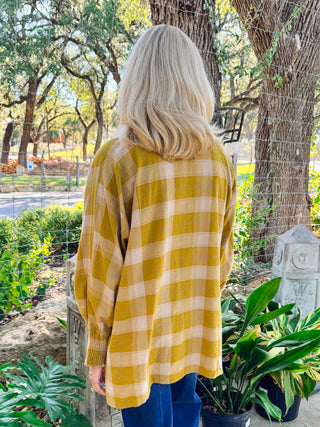 Ranch Plaid Ruched Sleeve Top