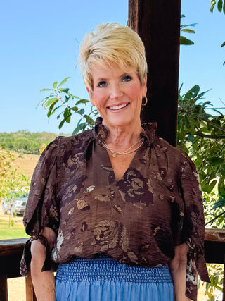 Mahogany Tie Sleeve Top