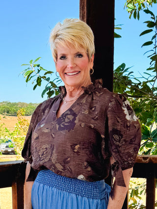 Mahogany Tie Sleeve Top