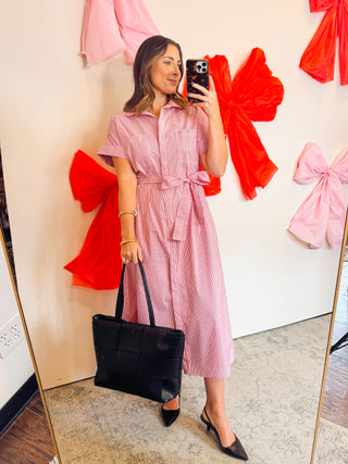 Red Stripe Midi Dress
