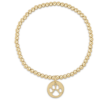 Extends Classic Gold 3mm Bracelet- Paw Print Gold Disc