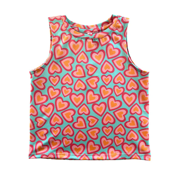 Turquoise & Pink Hearts Lib Tank