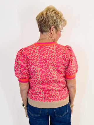 Pink Leopard Sweater Top