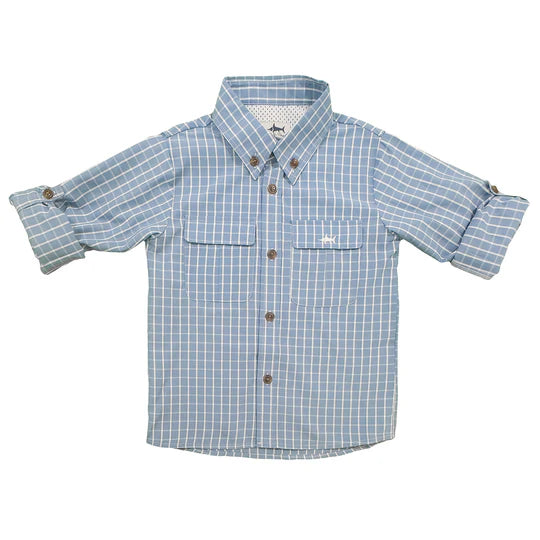 Flagler Blue & White Plaid Fishing Shirt