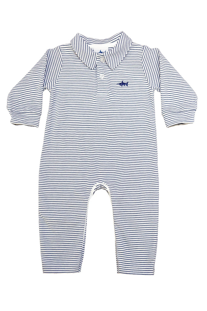 Boys Navy Stripe Signature Polo Romper