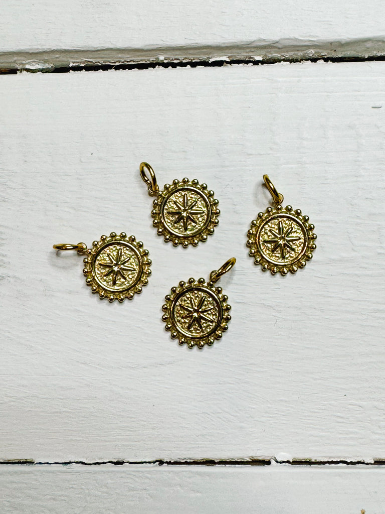 Gold North Star Medallion Charm