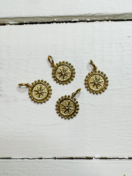 Gold North Star Medallion Charm