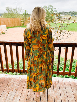 Horse Button Down Maxi Dress