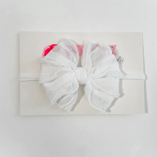 White Mini Ruffled Headband
