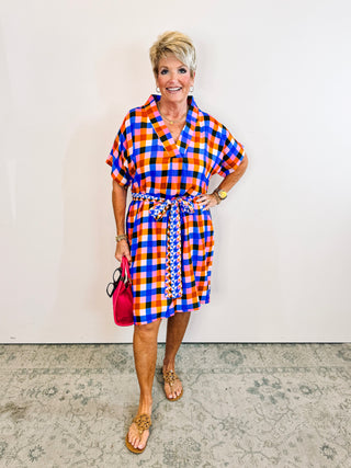 Colonial Madras V-Neck Short Dress