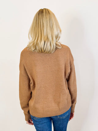 Cloud Spun V-neck Sweater - Golden Caramel