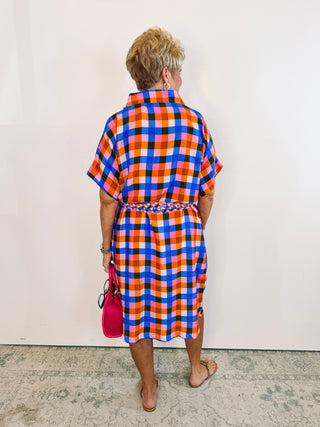 Colonial Madras V-Neck Short Dress
