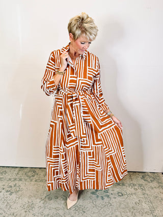 Graphic Midi Shirt Dress