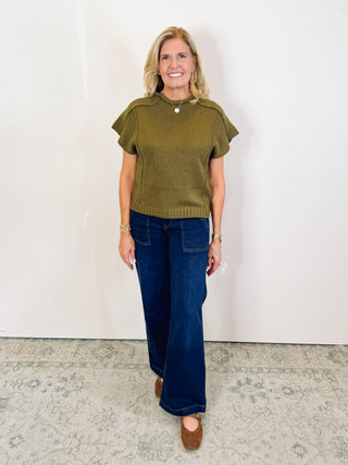 Olive Sweater Top