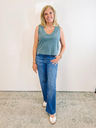 Sloane V-neck Top - Emerald Cove
