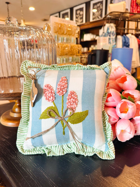 Blue Embroidered Pillow