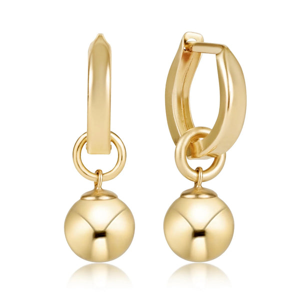 Huggie Gold 0.5" Hoop- Classic Gold 8mm Charm