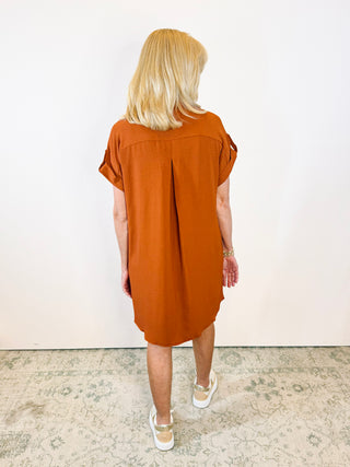 Kenzie Shirt Dress - Burnt Orange