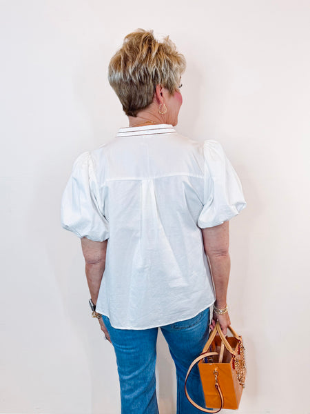 Gina White Embroidered Top