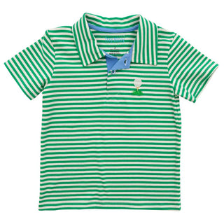 Golf Polo in Green & White Stripes