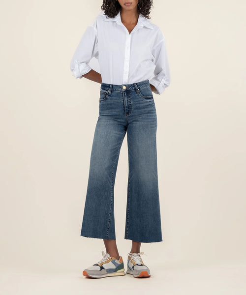 Meg High Rise Wide Leg Raw Hem-Peacefully