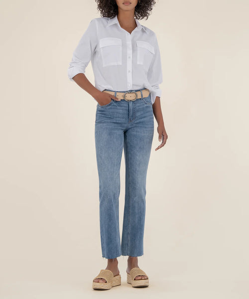 Kelsey High Rise Ankle Flare Jeans in Light Base Wash