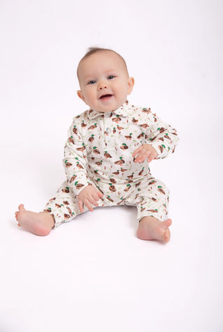 Long sleeve Polo Romper - Mallard Drake