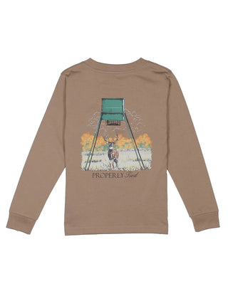 Boys Deer Feeder Long Sleeve - Walnut