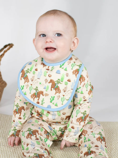 Saddle Up Cowboy Print Bib Set