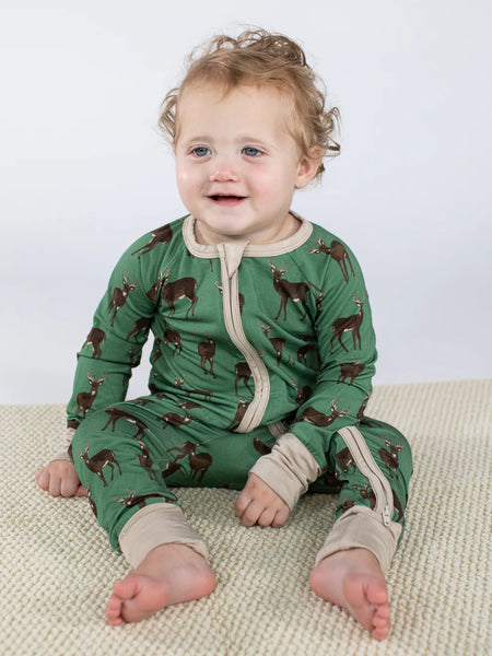 Whitetail Deer Print LS Zip PJ Sleeper