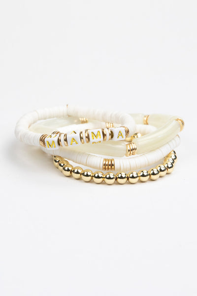Mama Tubular Bracelet Set - White