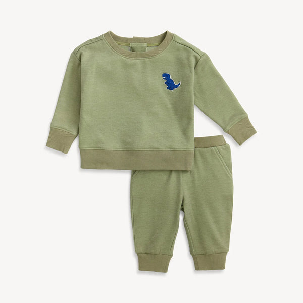 Moss Stone Brushed Fleece Set with Patches