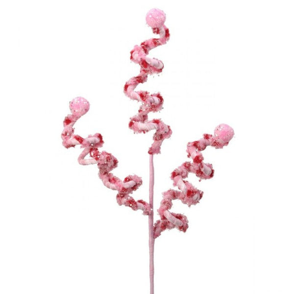 23" Chenille Candy Stripe Spray with Pompom