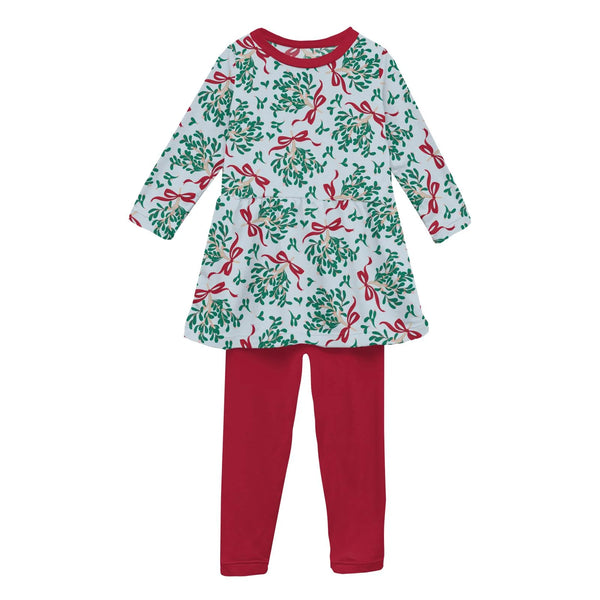 Mistletoe Print Long Sleeve Playtime Outfit Set