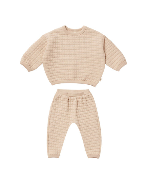 Quilted Sweater + Pant Set- Shell