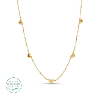 Multi Heart Collar Necklace with Petite CZ Accents