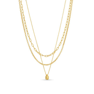 Triple Layer Necklace with 3D Teardrop