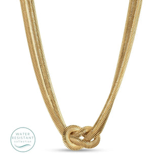 Water Resistant Double Strand Flex Snake Necklace with Knot